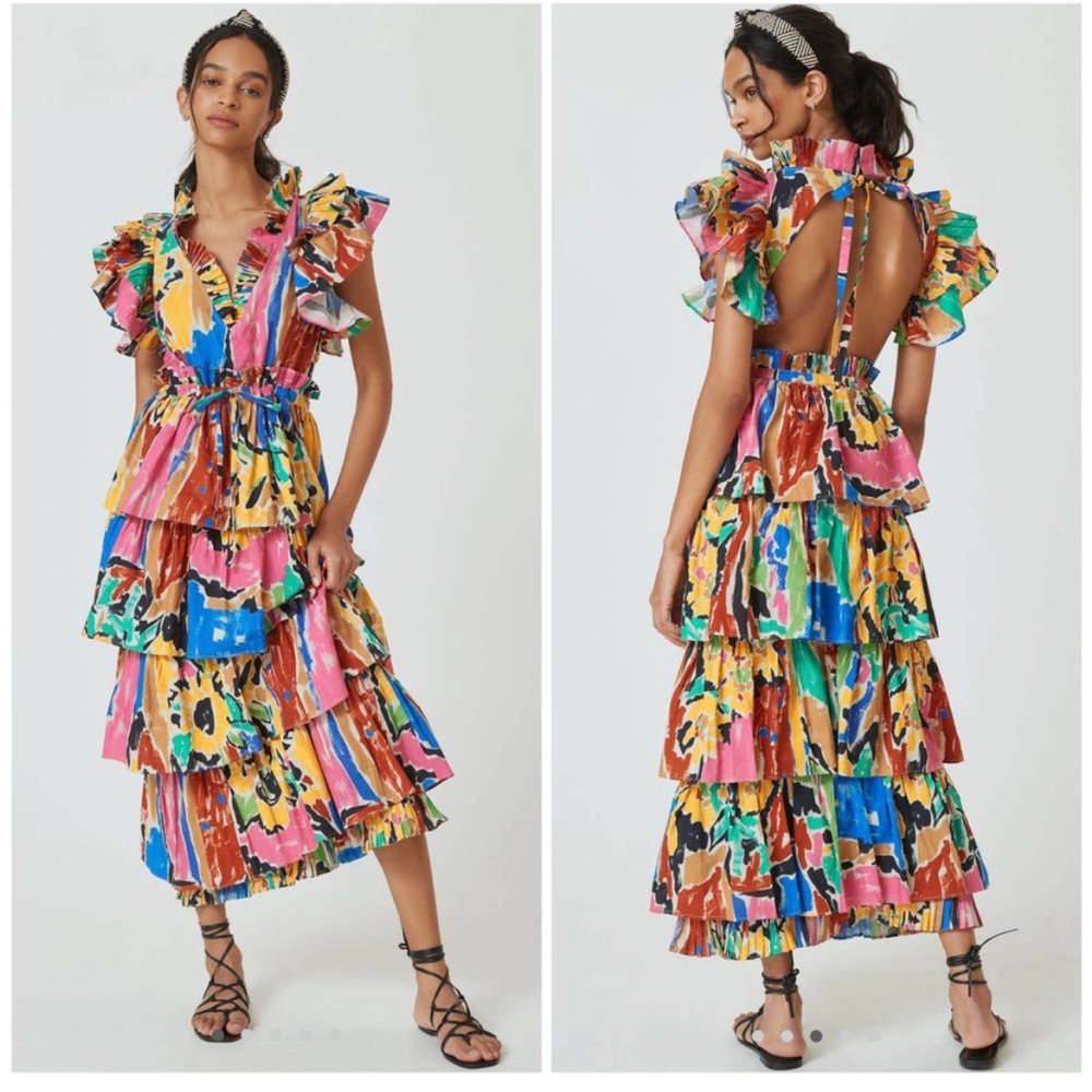 LOVE THE LABEL Mix Print Midi Dress Size Large NEW